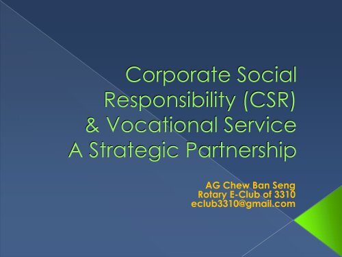 Corporate Social Responsibility - Rotary International District 3310