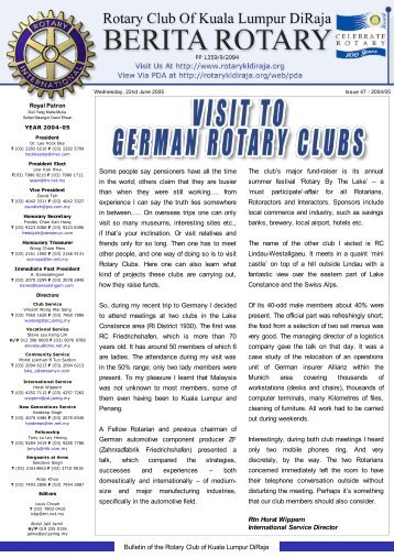 visit to german rotary clubs - Rotary Club of Kuala Lumpur DiRaja