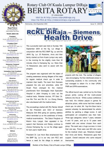 report on rckl diraja - siemens health drive - Rotary Club of Kuala ...