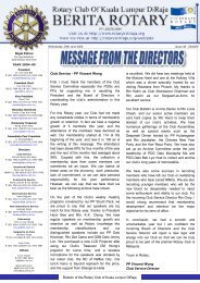 message from the directors - Rotary Club of Kuala Lumpur DiRaja