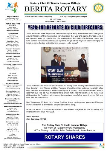 year-end reports by club directors - Rotary Club of Kuala Lumpur ...