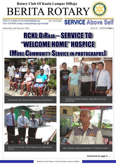 service to "welcome home" hospice - Rotary Club of Kuala Lumpur ...
