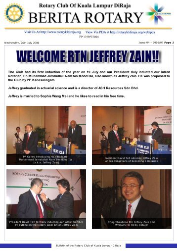 rtn jeffrey zain - Rotary Club of Kuala Lumpur DiRaja