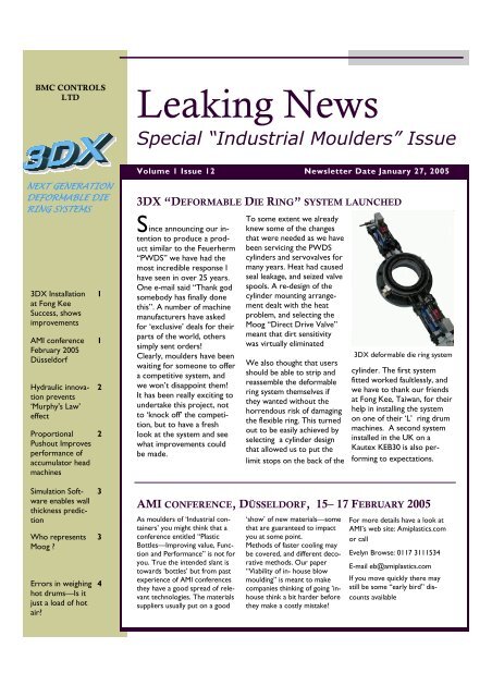 3DX Newsletter - Blow Moulding Controls