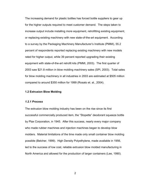 EFFECTS OF EXTRUSION BLOW MOLDING INTERNAL COOLING ...