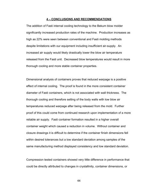 EFFECTS OF EXTRUSION BLOW MOLDING INTERNAL COOLING ...