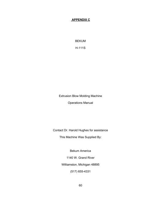 EFFECTS OF EXTRUSION BLOW MOLDING INTERNAL COOLING ...