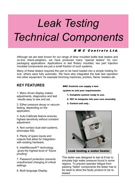 Technical leak testing - Blow Moulding Controls