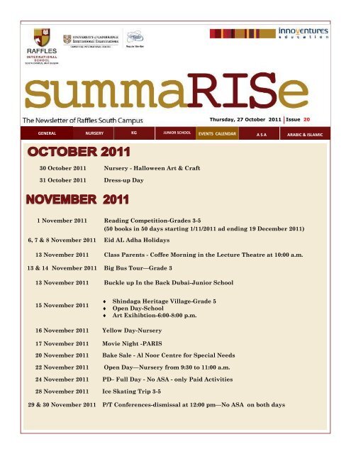 Thursday, 27 October 2011 Issue 20 - Raffles International School