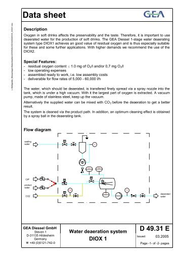 Water deaeration system DIOX 1 - GEA Diessel