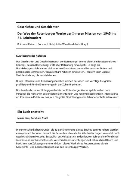 Abstracts Geschichtsbuch - Rotenburger Werke