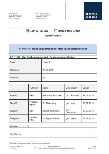 Download: Reinigungsspezifikation ... - Roth & Rau AG