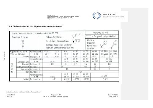 Technische Richtlinie Mechanik - Roth & Rau AG