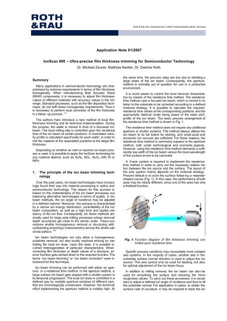 Application Note 01/2007 IonScan 800 â Ultra ... - Roth & Rau AG