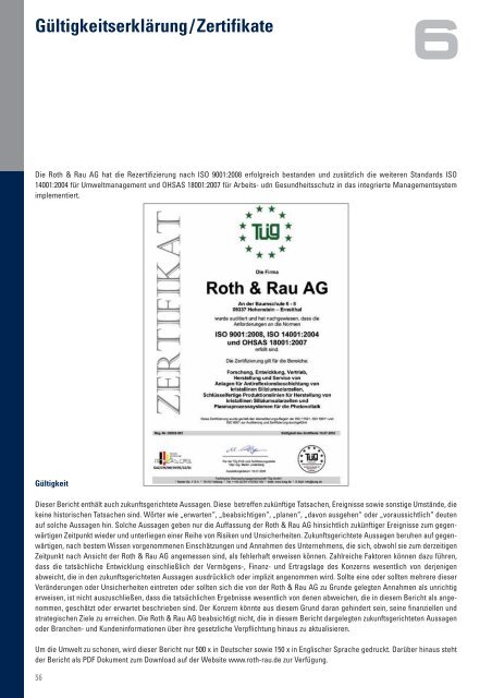 Nachhaltigkeitsbericht 2009 - Roth & Rau AG