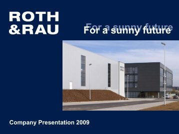 For a sunny future - Roth & Rau AG