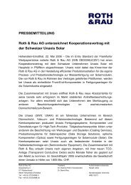 PRESSEMITTEILUNG Roth & Rau AG unterzeichnet ...