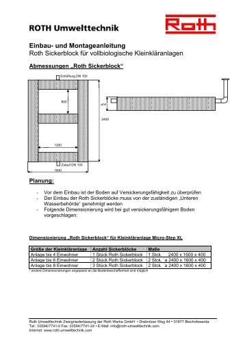 Einbau- und Montageanleitung Roth Sickerblock für vollbiologische ...