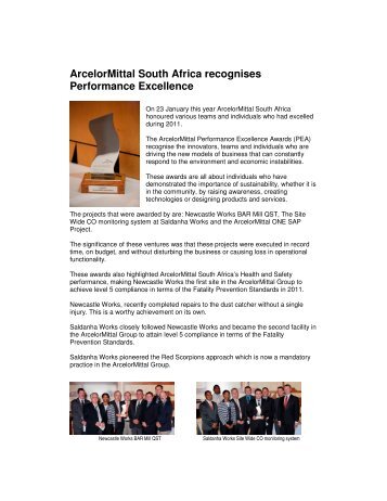 ArcelorMittal South Africa recognises Performance Excellence
