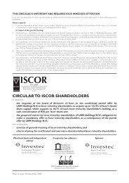 Iscor circular on LNM offer - ArcelorMittal South Africa