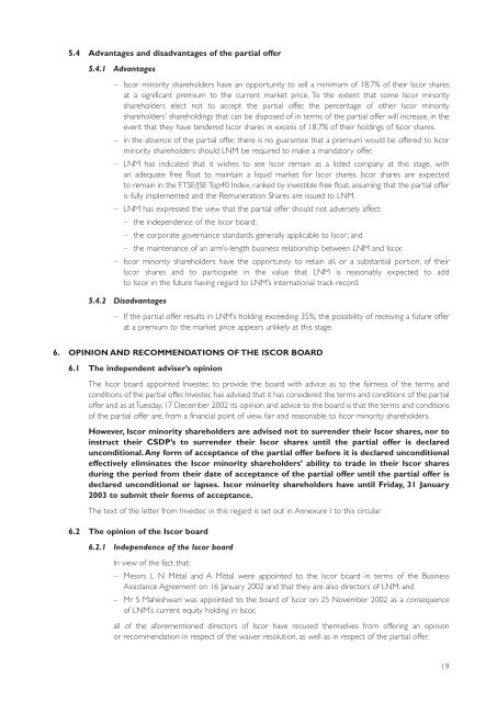 Iscor circular on LNM offer - ArcelorMittal South Africa