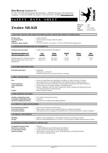 SAFETY DATA SHEET Zwaluw Sili-Kill - Den Braven