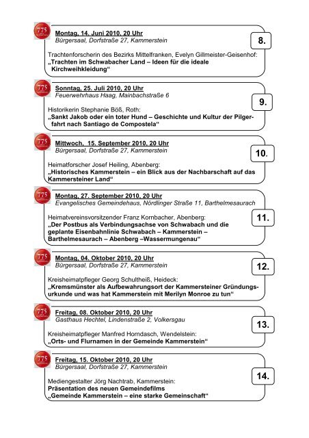 775 Jahre Kammerstein - Gemeinde Kammerstein