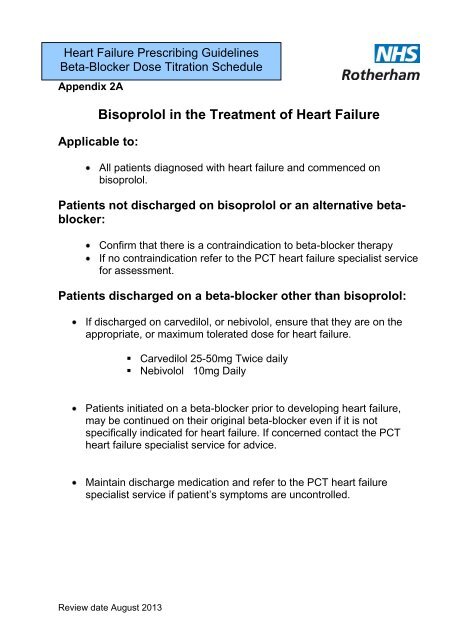 Bisoprolol in the Treatment of Heart Failure - NHS Rotherham