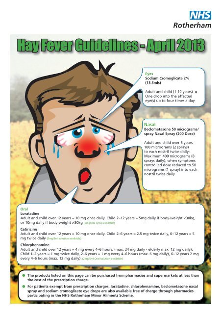 Hay Fever Guidelines April 2013 NHS Rotherham