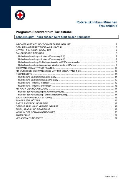 Rotkreuzklinikum MÃ¼nchen Frauenklinik Programm Elternzentrum ...