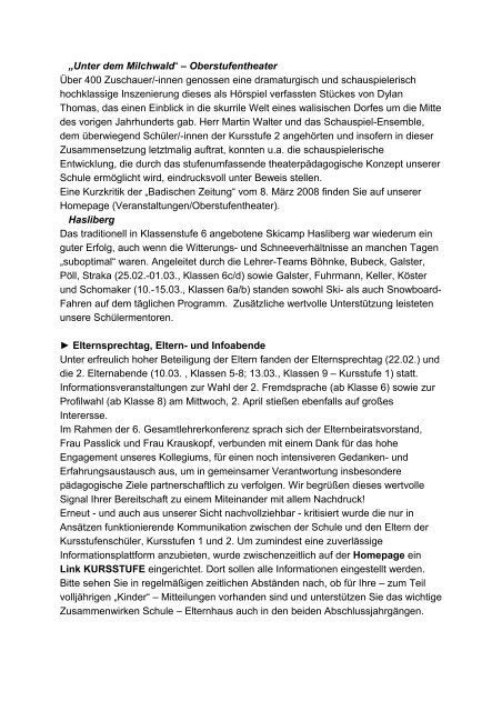 An die Eltern Freiburg, 7. April 2008 Elternbrief Nr. 2/07-08 Sehr ...