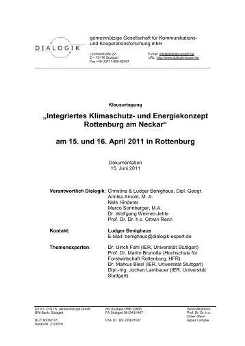 Dokumentation der Gemeinderats-Klaurtagung 15. und 16. April 2011