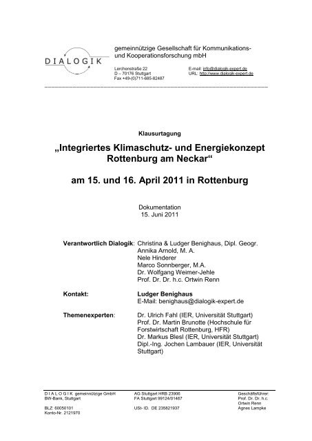 Dokumentation der Gemeinderats-Klaurtagung 15. und 16. April 2011