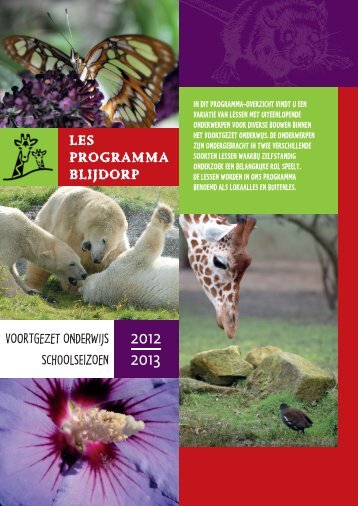 VOORTGEZET ONDERWIJS SCHOOLSEIZOEN - Diergaarde Blijdorp