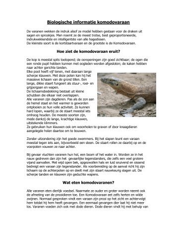 Biologische informatie komodovaraan - Diergaarde Blijdorp
