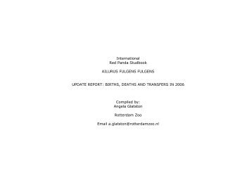 International Red Panda Studbook AILURUS FULGENS FULGENS ...