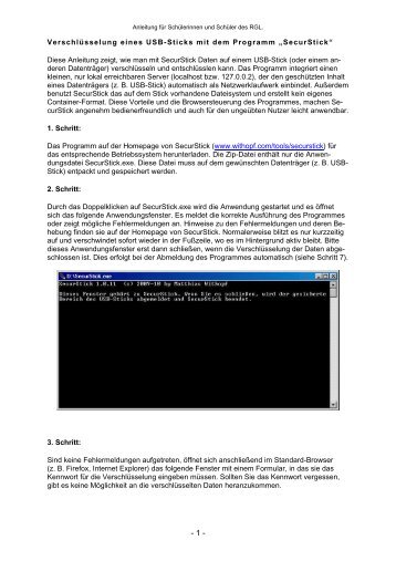 Diese Anleitung zeigt, wie man mit SecurStick Daten auf eine