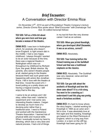 Emma Rice Lecture Series - Roundabout Theatre Company