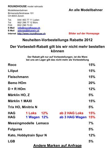 Neuheiten HO HOm 2012 - bei Roundhouse Modelleisenbahnen