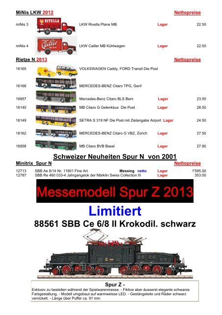 Neuheiten N und Z 2013 - bei Roundhouse Modelleisenbahnen