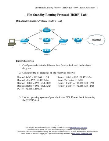 Hot Standby Routing Protocol (HSRP) Lab - Router Alley