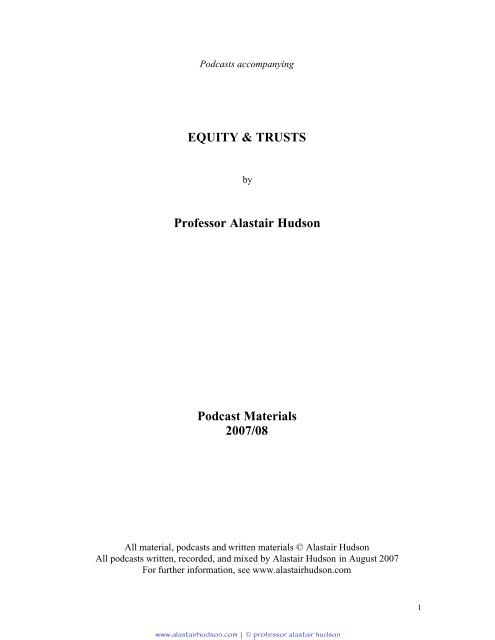 oppenheim v tobacco securities trust co ltd 1951 EQUITY & TRUSTS Professor Alastair Hudson Podcast