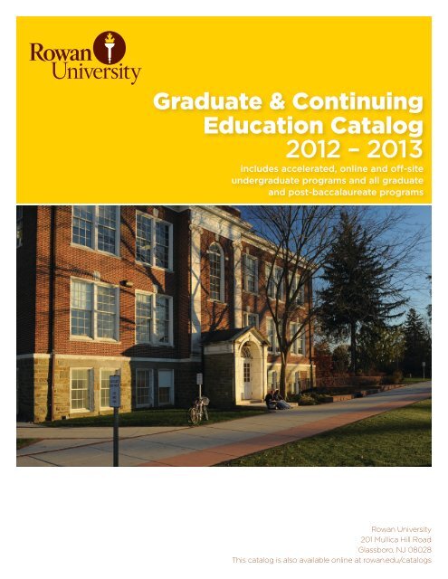 Graduate Amp Continuing Education Catalog 2012 Rowan University