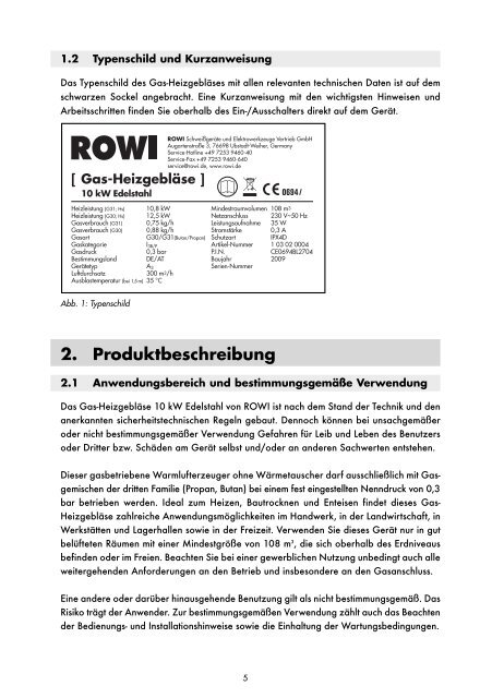 Bedienungsanleitung - Rowi