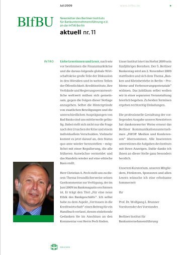 BIfBU aktuell nr. 11 – Ausgabe 1 2009 - BIfBU Berliner Institut für ...