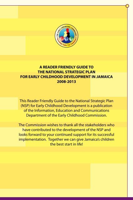 The National Strategic Plan - The Early Childhood Commission