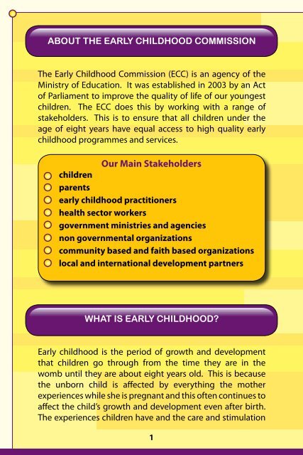 The National Strategic Plan - The Early Childhood Commission