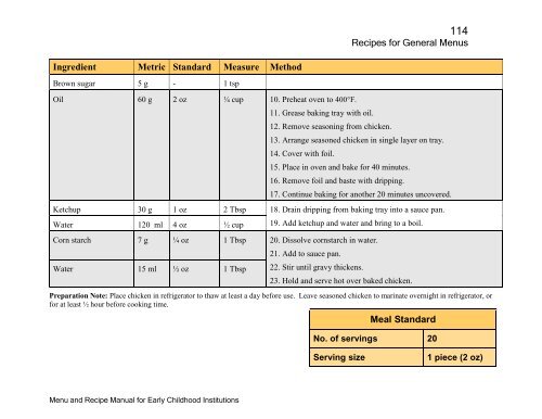 Menu and Recipe Manu.. - The Early Childhood Commission