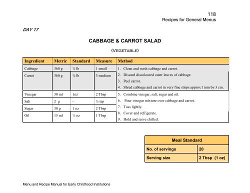 Menu and Recipe Manu.. - The Early Childhood Commission