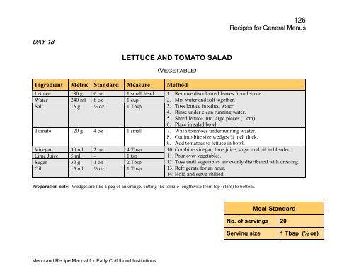 Menu and Recipe Manu.. - The Early Childhood Commission